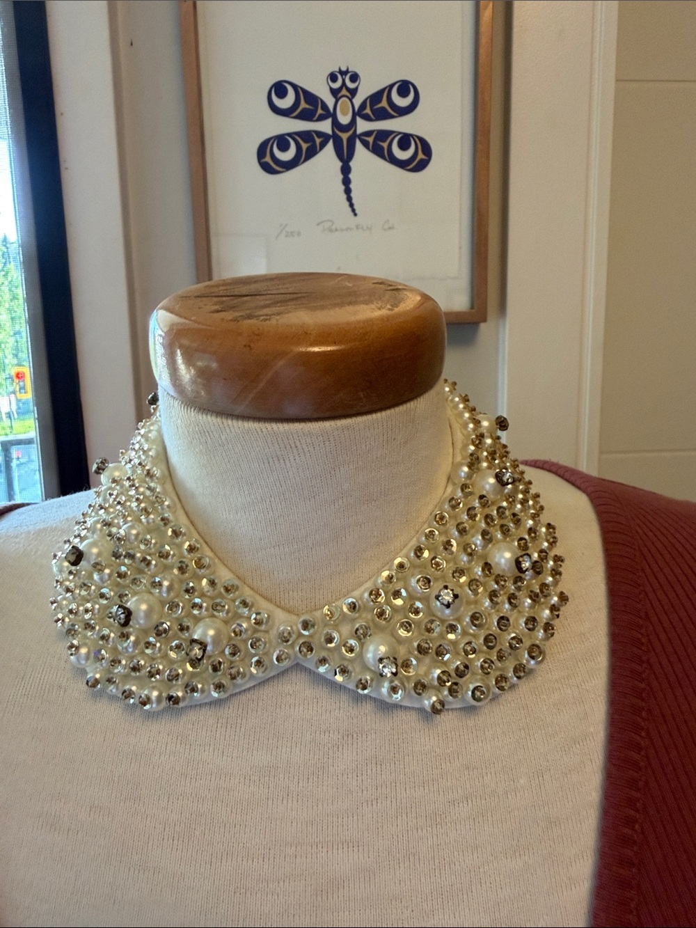 Source Unknown Cream Pearl & Gold Crystal Detachable Collar Necklace